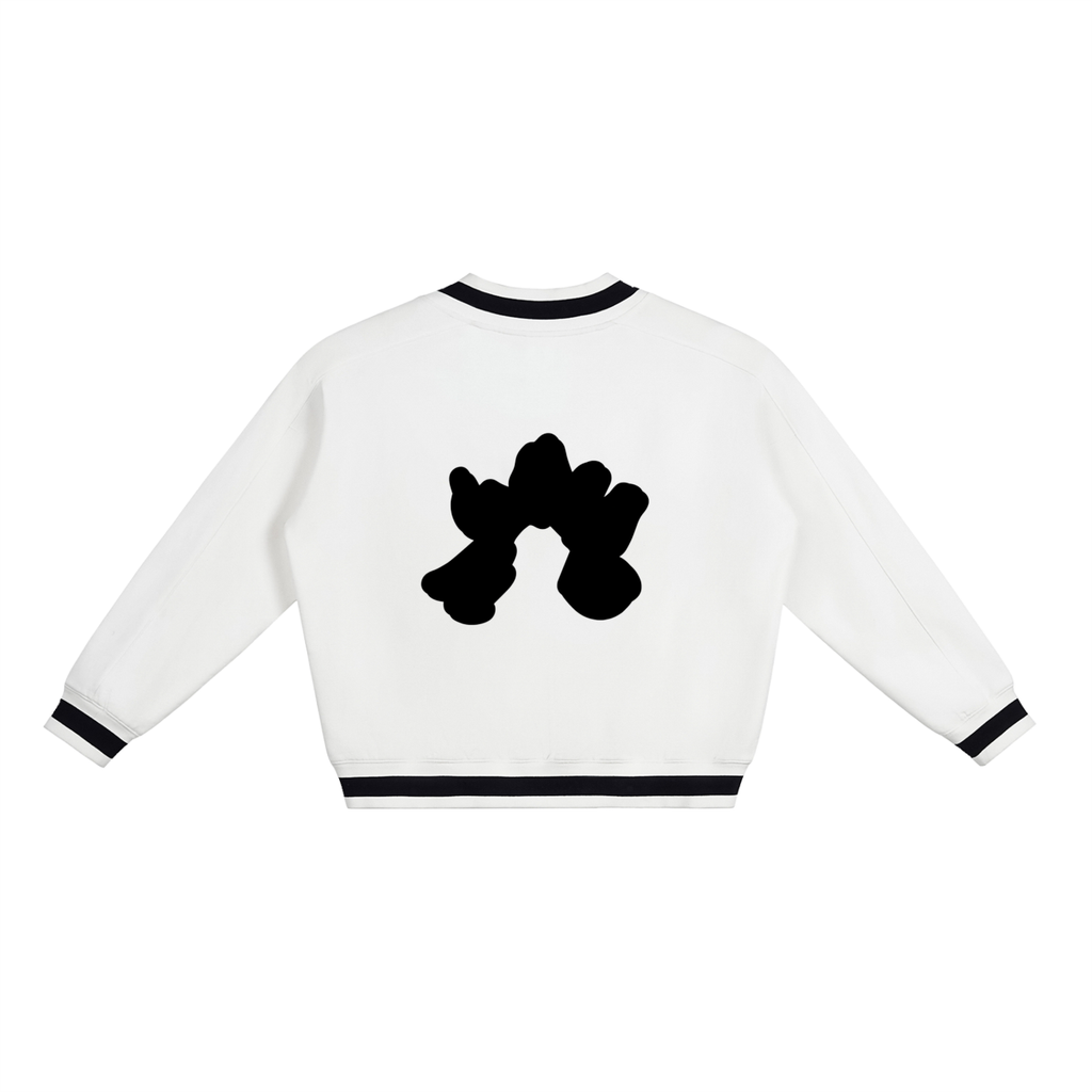 Exotic V-Neck Contrast Collar Boxy Sweatshirt