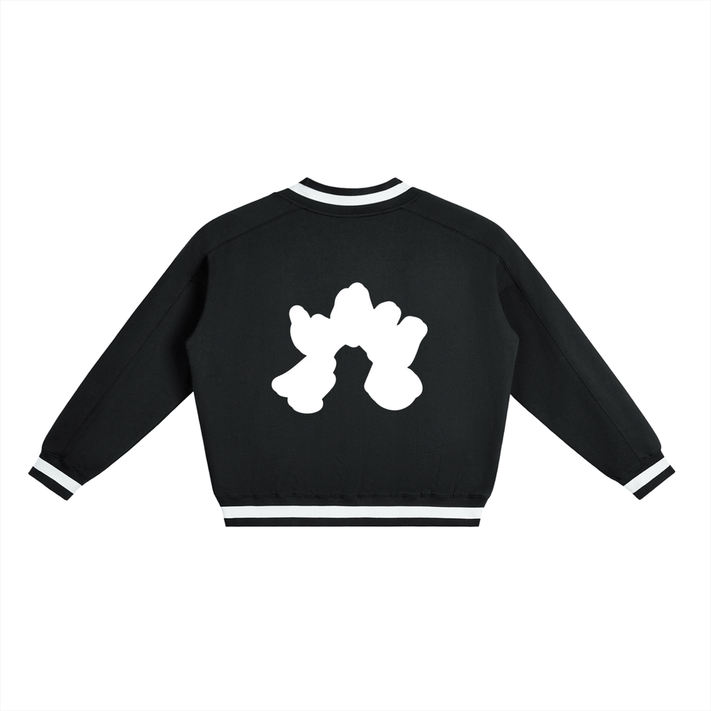 Exotic V-Neck Contrast Collar Boxy Sweatshirt