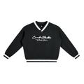 Exotic V-Neck Contrast Collar Boxy Sweatshirt